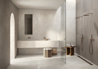 Lastra ceramica Realstone_Travertino Cross Bianco 120x278 cm, productie Italia