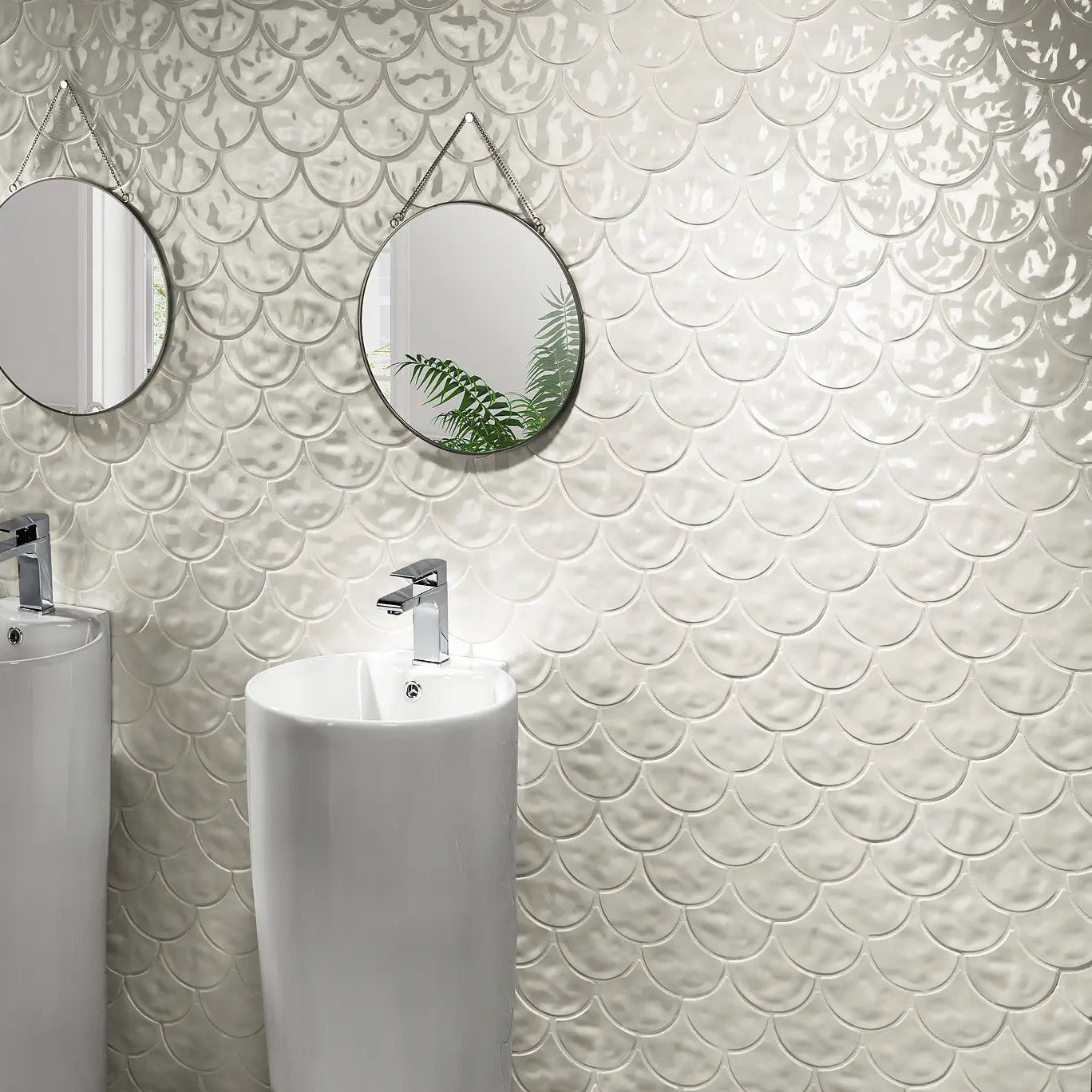 Faianta Scale White Gloss 30.7x30.7 cm, 3D lucios, Spania