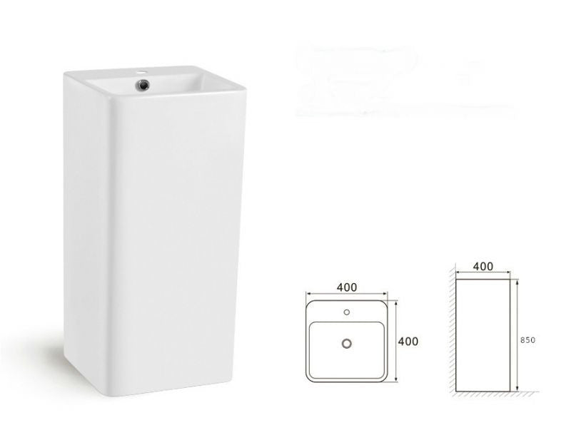 Lavoar freestanding alb 40x40 cm, ceramica, h 85 cm