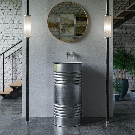 Lavoar freestanding ceramic Artwork Barrel Ø45 cm, culoare Bianco Argento