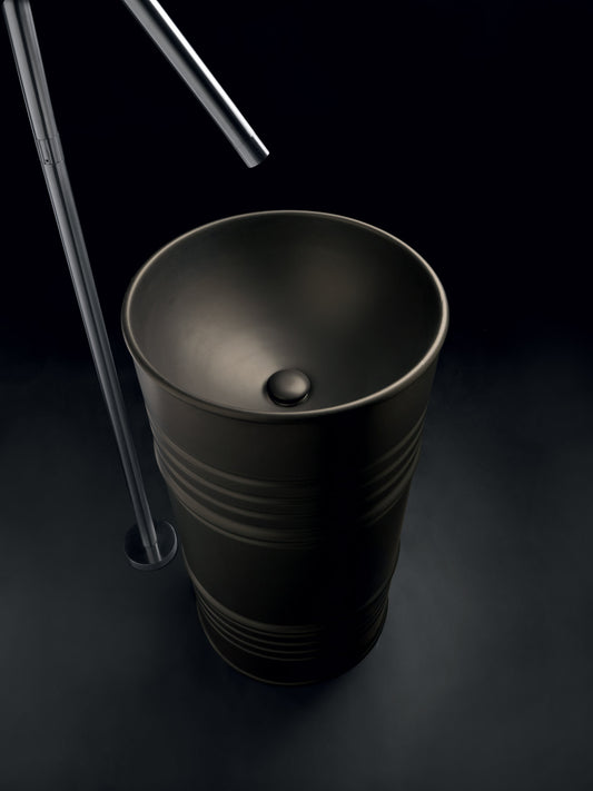 Lavoar freestanding ceramic Artwork Barrel Ø45 cm, culoare NEGRU MAT