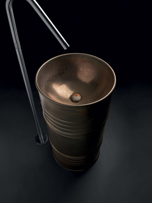 Lavoar freestanding ceramic Artwork Barrel Ø45 cm, culoare Ruggine