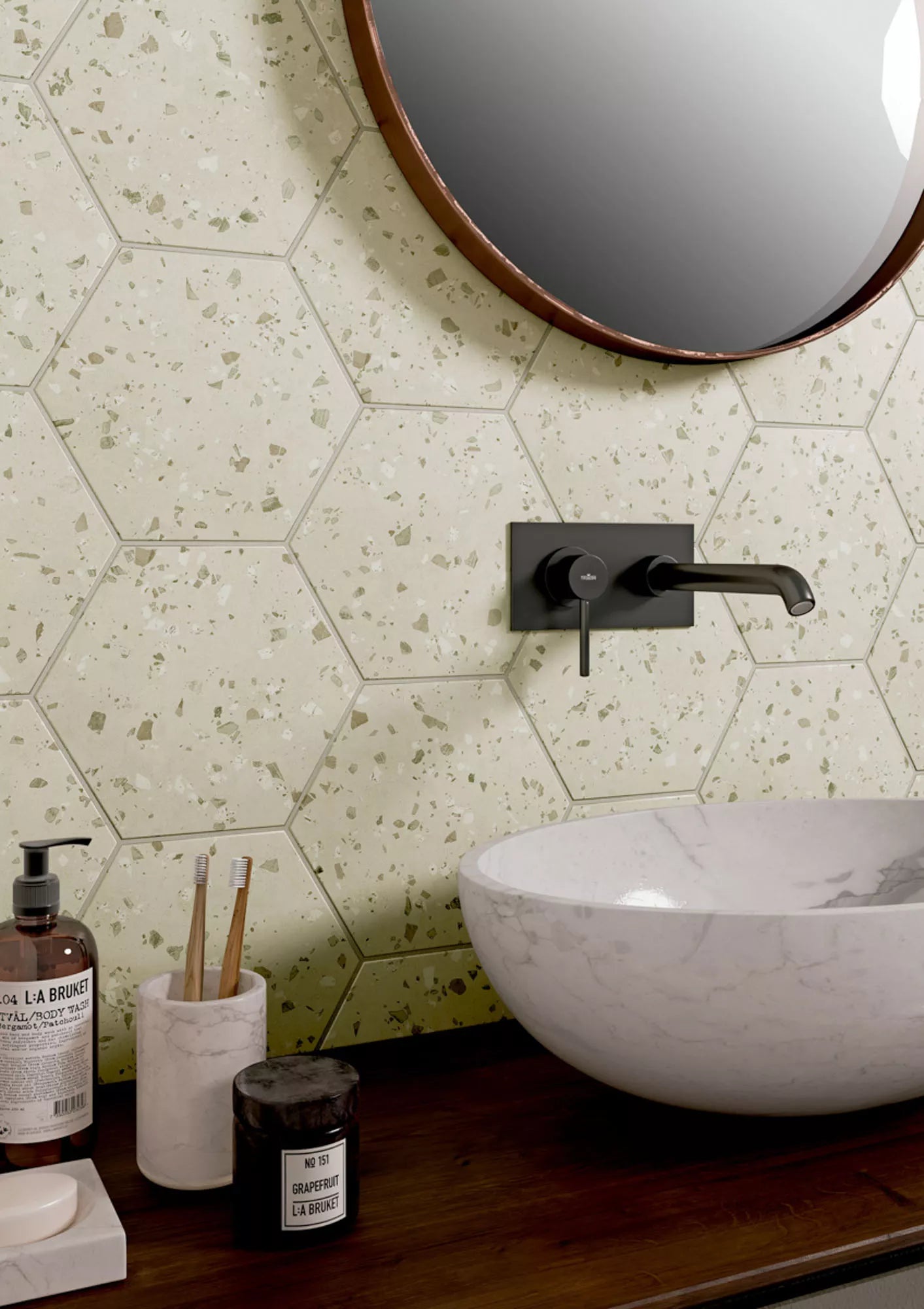 Gresie / Faianta South Green Natural Hex 25X29 cm, ceramica portelanata