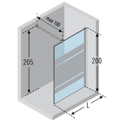 Panou dus walk-in Kuadra H In Art 110 cm, H200 cm