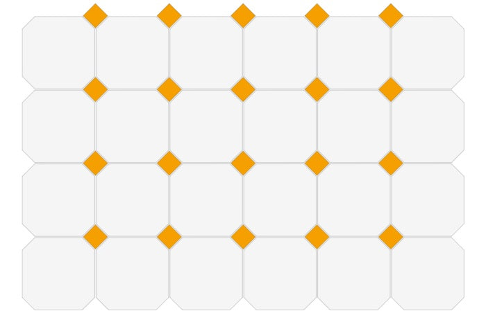 Gresie octogonala Bianco Ottagono 20x20cm + Taco Vanadio 5x5cm, portelanata, productie Italia