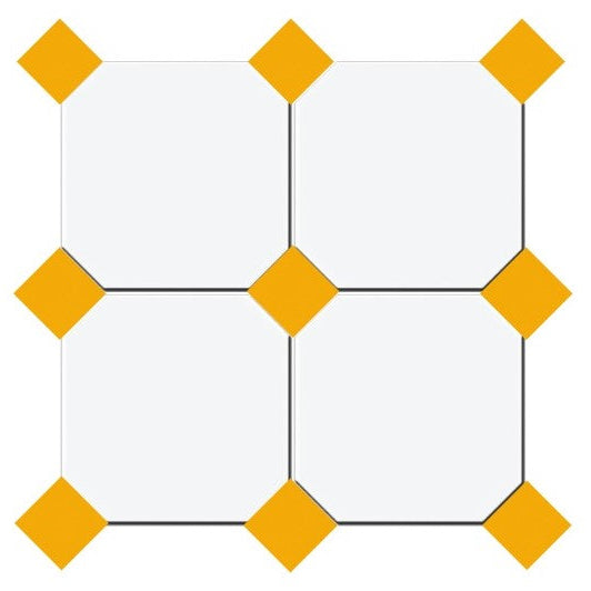 Gresie octogonala Bianco Ottagono 20x20cm + Taco Vanadio 5x5cm, portelanata, productie Italia